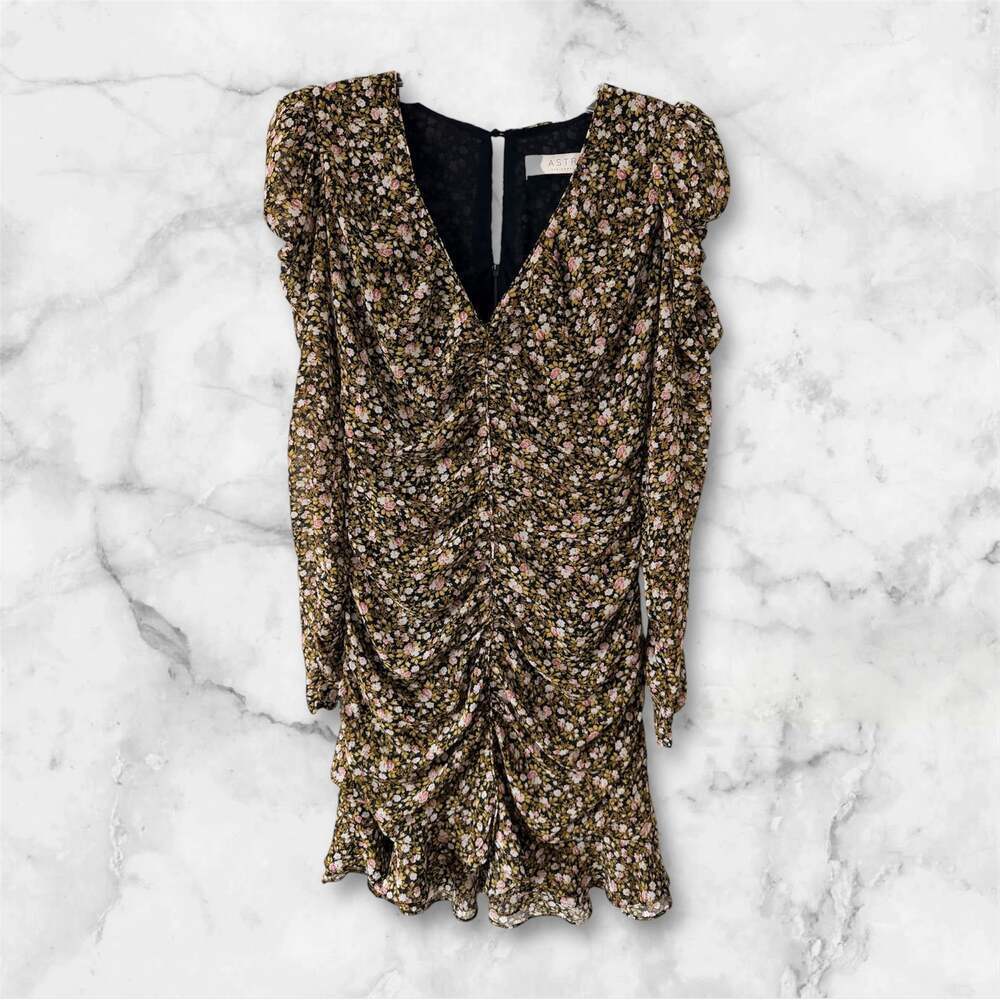 SALE✨ASTR the Label Floral Ruched Long Sleeve Mini Dress Size S